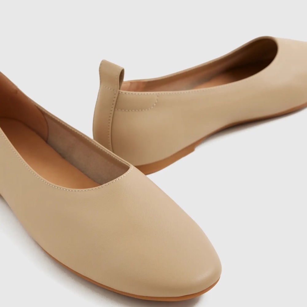 Quince Italian Leather Glove Ballet Flat in almond color